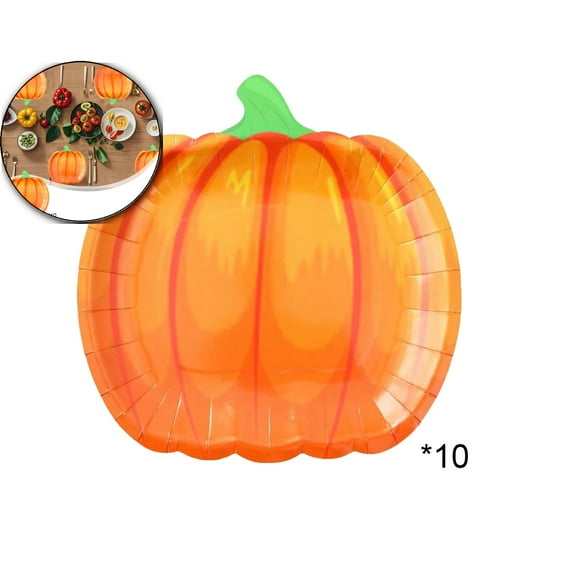 10 Cute Pumpkin Paper Plates For Thanksgiving And Halloween Tableware Nice For Happy Dessert Plates For Parties And Festival Celebrations