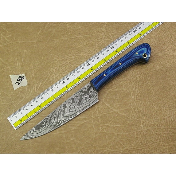10" Damascus steel blade utility carving kitchen knife, Blue scale