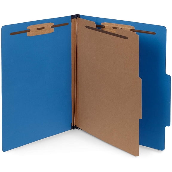 10 Dark Blue Classification Folders - 1 Divider - 2 Inch Expansions - Durable 2 Prongs Designed to Organize Standard Medical Files, Office Reports - Letter Size, Dark Blue, 10 Pack