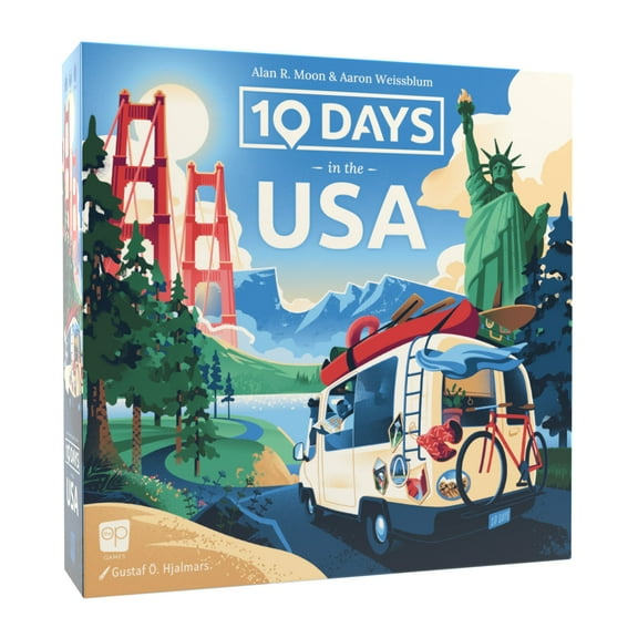 10 Days in The USA, Family Road Trip Board Game for All Ages, Designed by Alan Moon - Designer of Ticket to Ride, 2-4 Players, 30 Min, Ages 8 and Up, by USAopoly