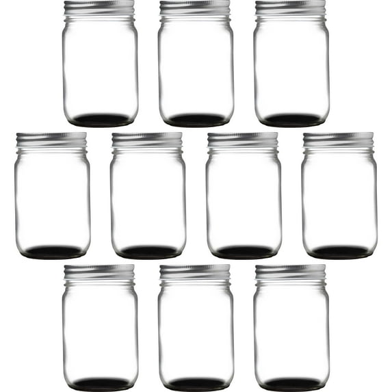 10 Decorating Mason Jars Set, 12 oz. - Canning, Aluminum Lid - Black