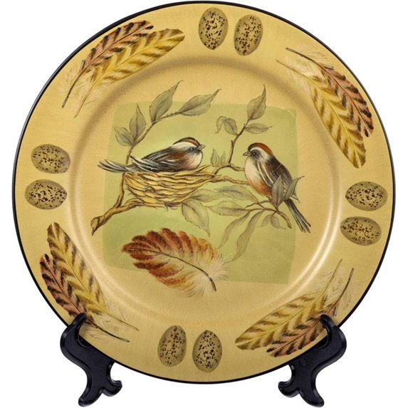 10" Decorative Flower Hand-Plainted Porcelain Plate with Stand Multicolor