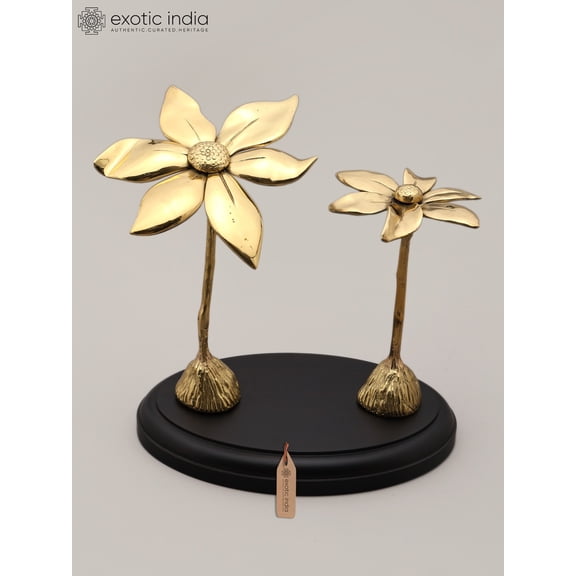 10" Designer Golden Flower Duo Showpiece | Premium Artistic Home Accent