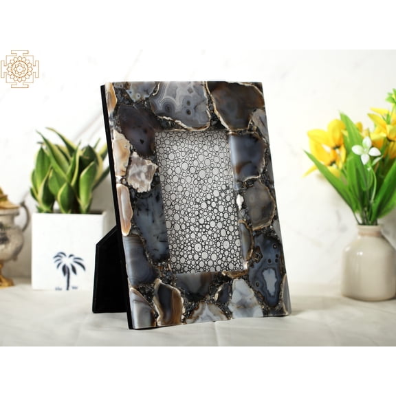 10" Designer Photo Frame in Agate Gemstone