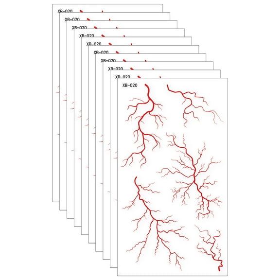 10 Designs Raised Vein Texture Fake Skin Decals Safe Temporary for Cosplay & Scary Parties