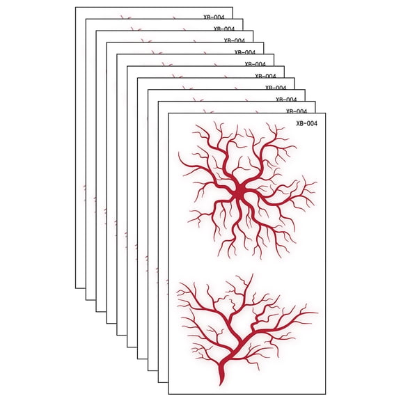 10 Designs Raised Vein Texture Fake Skin Decals Safe Temporary for Cosplay & Scary Parties