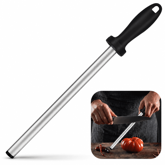 10" Diamond Knife Sharpener Oval Stick | Kitchen Honing Rod for Chef, Kitchen, Pocket, and Hunting Knives | Steel Diamond Sharpening Rod for Razor Sharp Edges, Home & Professional Use