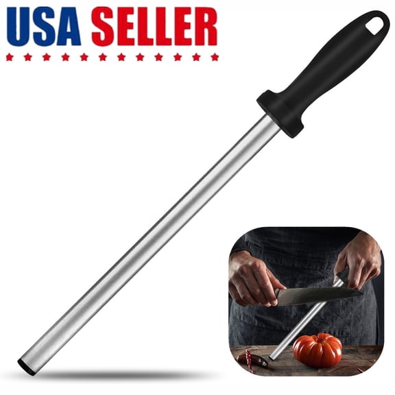 10" Diamond Knife Sharpener Oval Stick | Kitchen Honing Rod for Chef, Kitchen, Pocket, and Hunting Knives | Steel Diamond Sharpening Rod for Razor Sharp Edges, Home & Professional Use