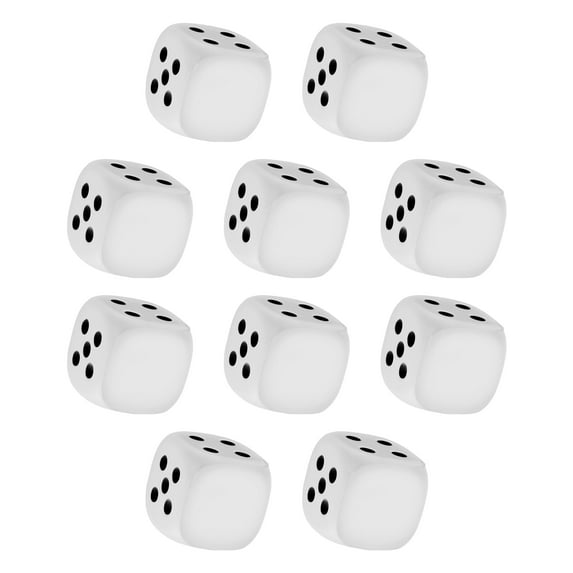 10 Dice Shaped Stress Balls Pack - Square, Stress Reliever, Hand Therapy, Lightweight - White