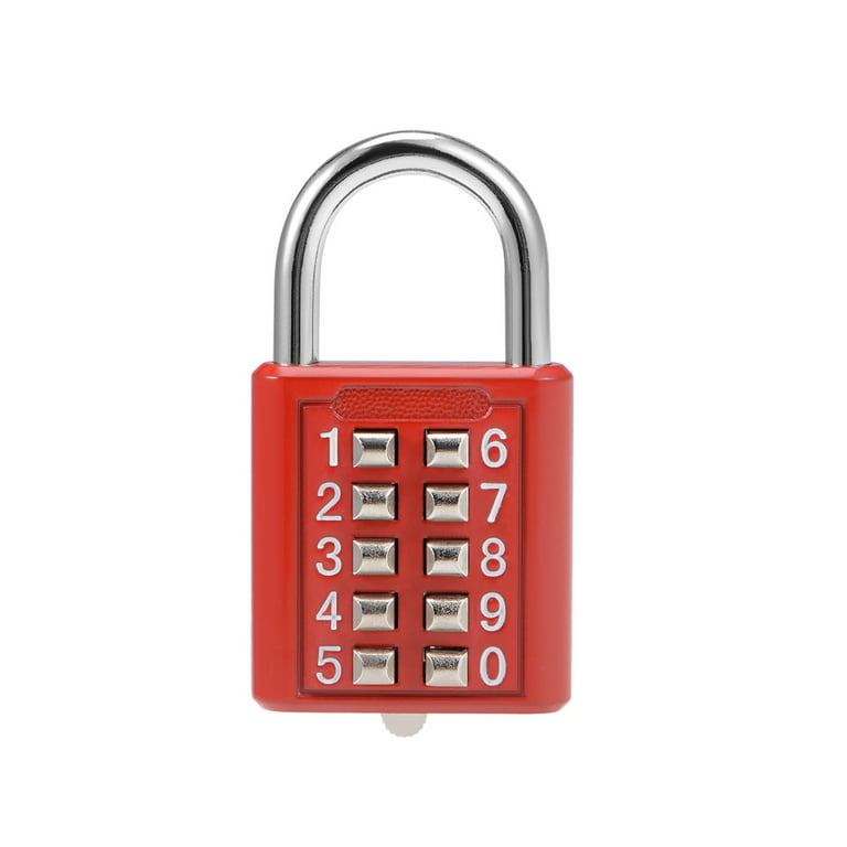 10-Digit Combination Padlock Push Button Locker Cabinet Locks Red