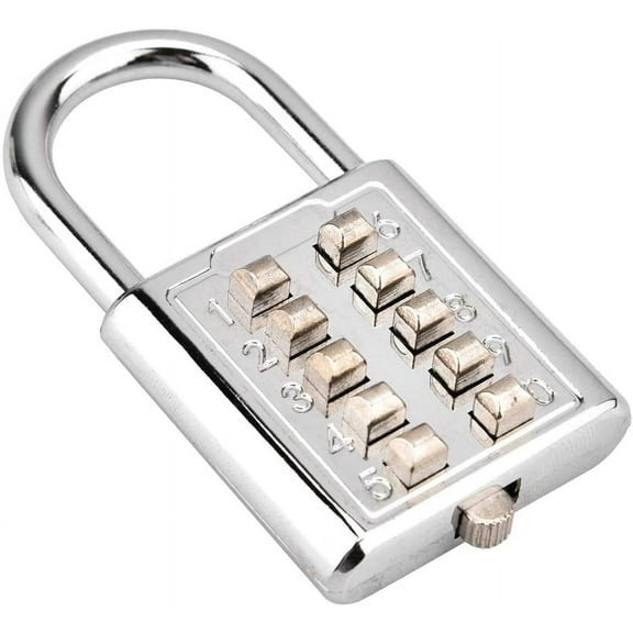 10 Digit Push Button Combination Padlock, Zinc Alloy Cabinet Locker Combo Lock & Blind Bouton Padlock,5 Digit Password Padlock for School Gym Locker, Sports Locker, Fence, Toolbox