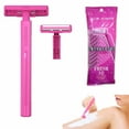 thumbnail image 1 of 10 Disposable Razors Twin Blade Shaving Women Hair Removal Trimmer Shaver Pink, 1 of 7