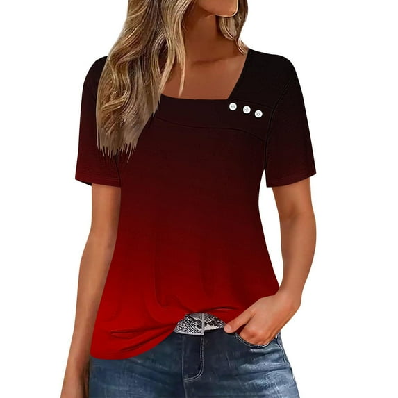 Under 10 Dollars Casual T Shirts for Women Woman Spring Tops Skims Tops for Women Black Shirts for Women Black Tee Clearance Plus Size Womens Clothing