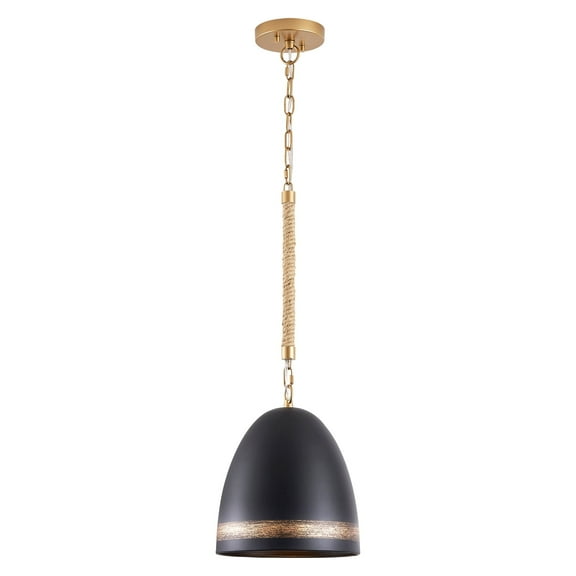 10" Dome Black Pendant Light Kitchen Island Pendant Light Fixture Farmhouse Entryway Light Fixture Black Gold Metal Pendant Lighting for Kitchen Sink, Entry, Hallway, Dining Room