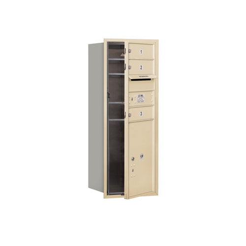 Salsbury Industries Recessed Private Front Load 5 Door 4C Horizontal Mail Center with 1 Parcel Locker