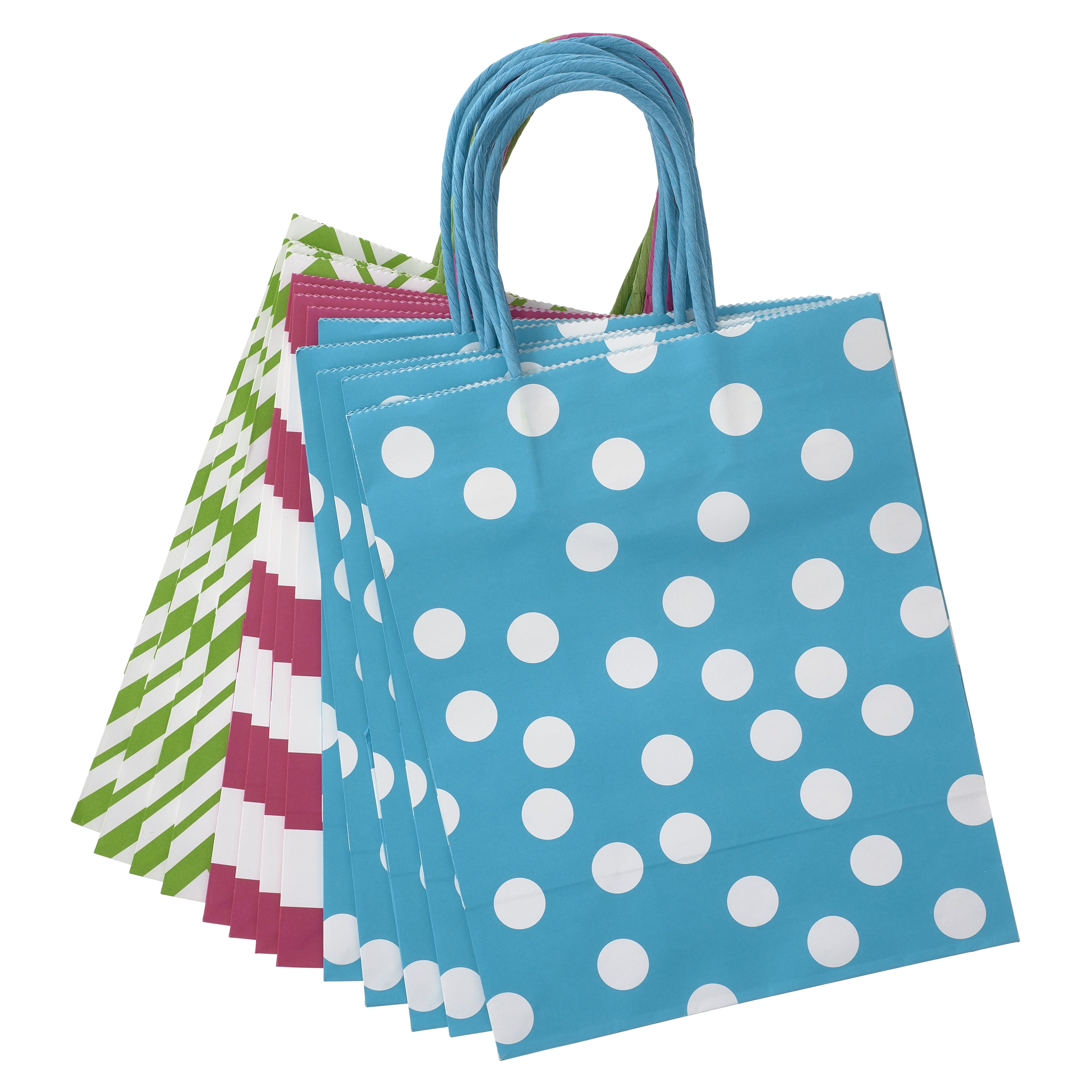 200 Pink Chevron Paper Gift Bags 6x9 Inches - Party Favor & Shopping Tote Bags