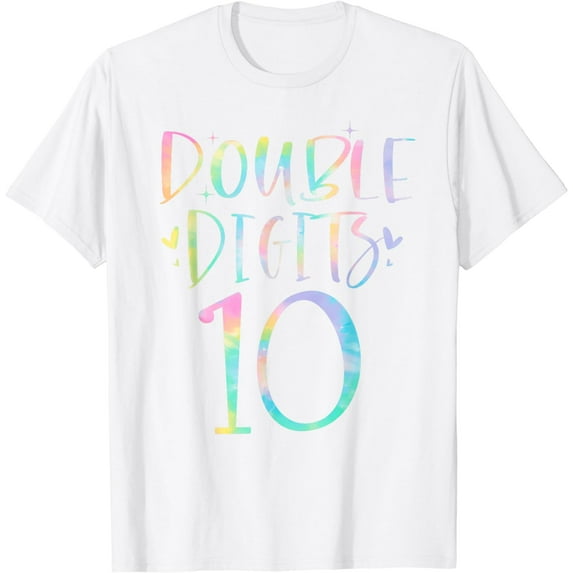 10 Double Digits 10 Year Old 10th Birthday Girl Tie Dye T-Shirt