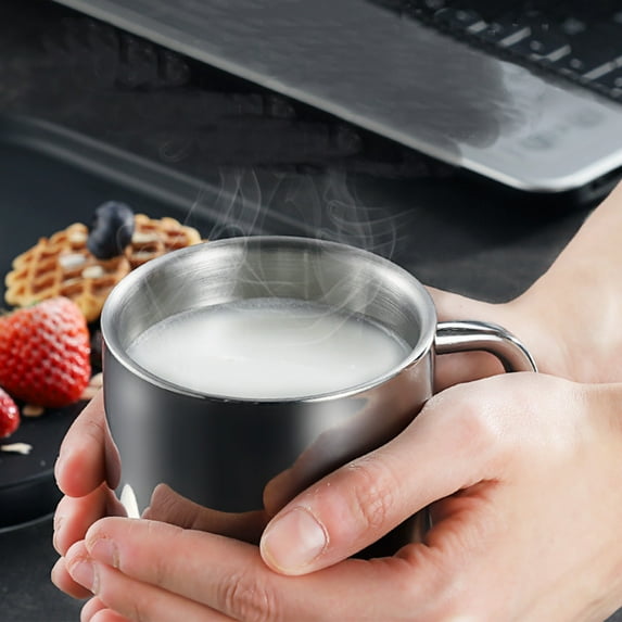 Under 10, Double Wall Insulated Stainless Steel Coffee Mug, Shatterproof BPA-Free Travel Mug, Dishwasher Safe Travel Cup for Hot and Cold Beverages Save Now | Stainless Steel, Silver