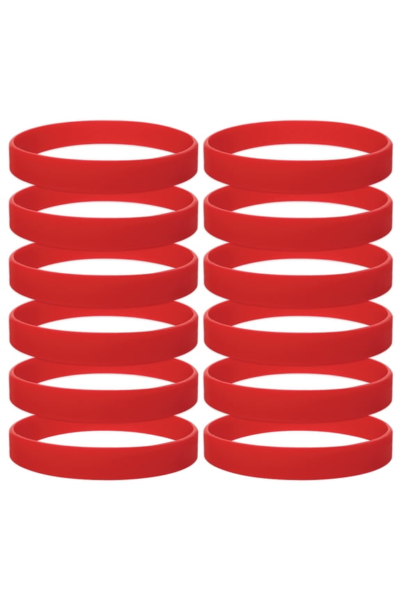 10 Dozen Silicone Wristbands, Adult-size Rubber Bracelets, Great For Event-Red