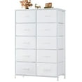 thumbnail image 1 of 10 Drawer Dresser with Wood Top,Wide Chest Of Drawers Nightstand Storage Tower Storage Dresser Fabric Dresser for Living Room, Bedroom, Hallway, Nursery, Front Door, White, 1 of 8