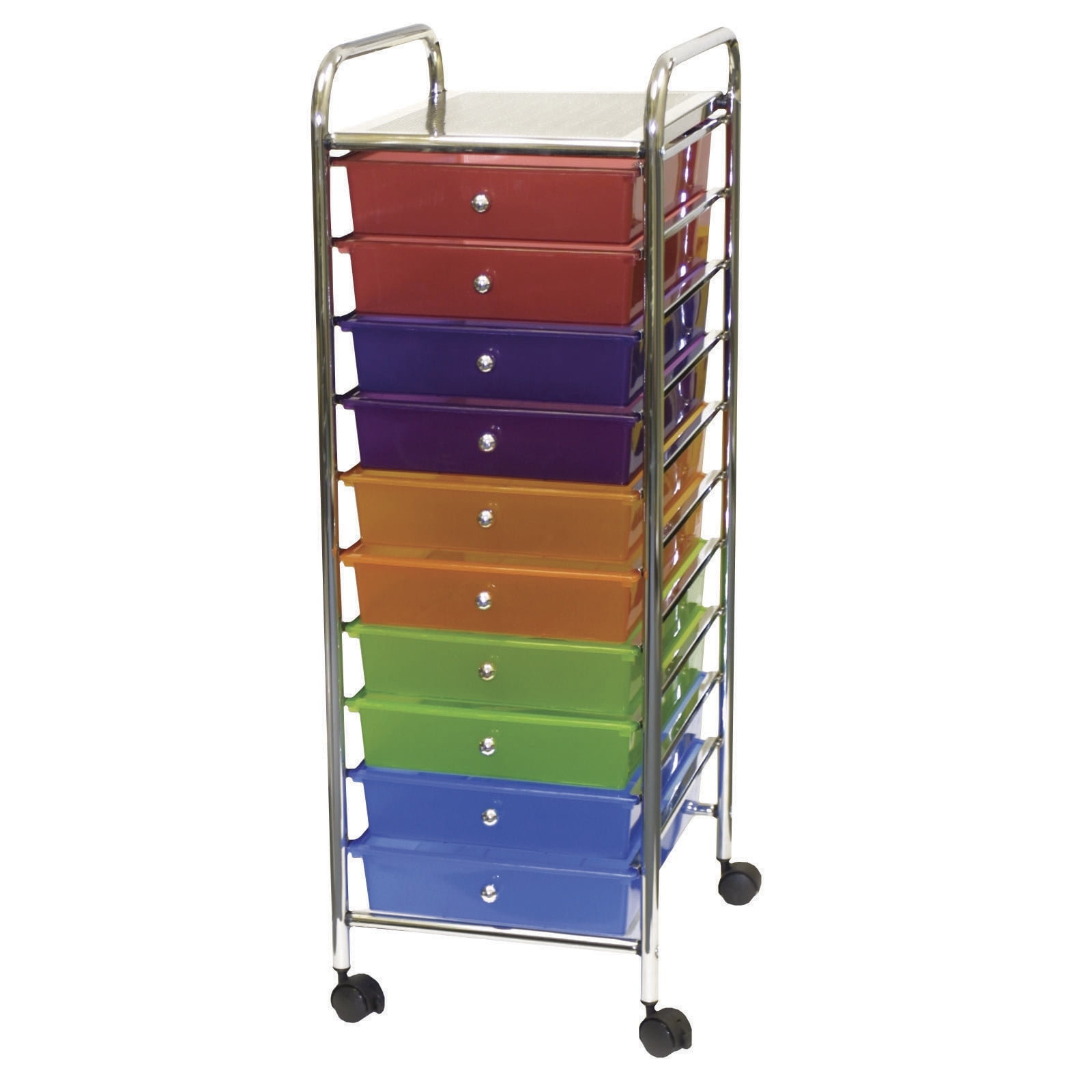Multi-Color 10-Drawer Chrome Mobile Organizer