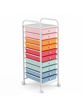 10 Drawer Rolling Storage Cart, Metal Frame Craft Organizer on Wheels, Multi-Tier Mobile Utility Cart with Drawer, Toy & Paper Storage Organizer Cart for Home Office School Classroom
