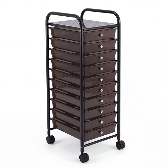 10-Drawer Rolling Storage Cart, Mobile Organizer Unit with Metal Frame & Locking Wheels, Multi-Purpose Craft Art Supply Utility Trolley for Home, Office, Classroom