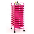 thumbnail image 1 of 10 Drawer Rolling Storage Cart, Organization Cart on Drawers for Craft Makeup Paper Tool Art Supply, Versatile Utility Cart on Wheels for Home Office Classroom School (Hot ), 1 of 8