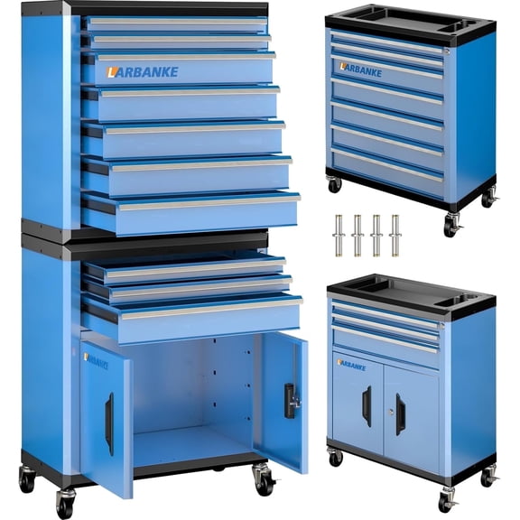 10 Drawer Rolling Tool Chest Sets, Tool Cabinet with Locks&Swivel Casters,Tool Chest with Multifunctional Countertops & Connection Rods