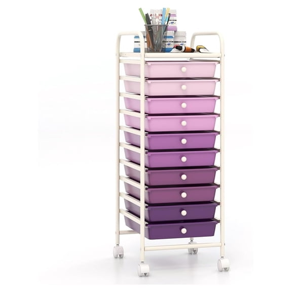 10-Drawer Storage Cart, 10 Drawer Trolley, Rolling Organizer Cart, Scrapbook Paper Organizer, Suitable for Office and School, Rolling Office Storage Tools ()