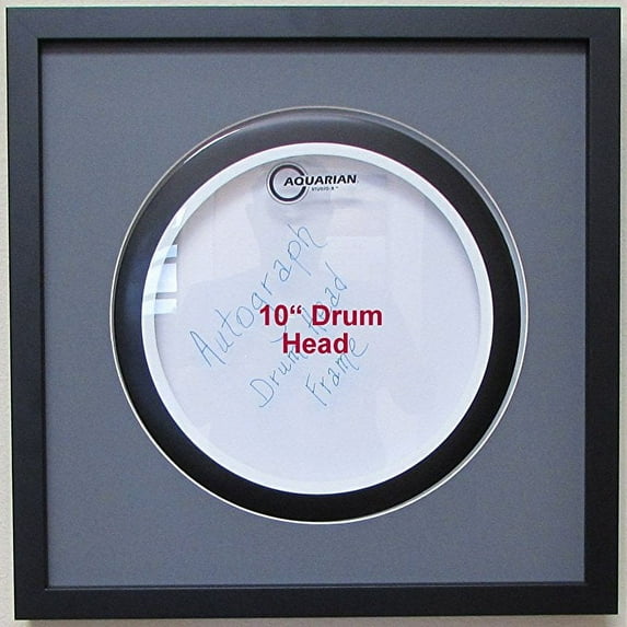 10" Drum Head Display Frame Set Black frame with matting Easy Mount (Grey Matting)
