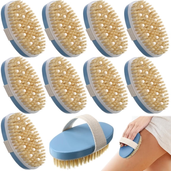 10 Dry Brushing Body Brushes Sky Blue 4.92 x 2.56 Inch Exfoliating Shower Scrubber