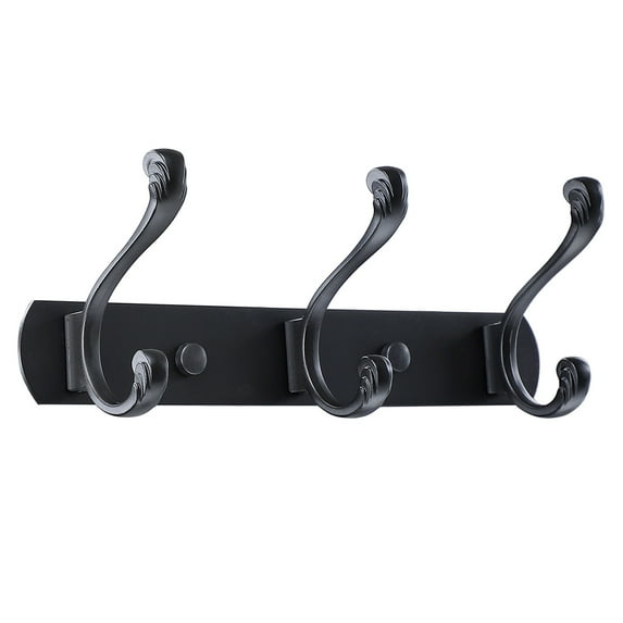 10" Dual 3 Hooks Coat Rack Wall Hooks Coat Hooks,Black Lacquer