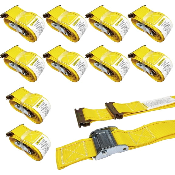 10 E-Track Cam Buckle 2" x 12' x 2,500 lbs Strength for Cargo Tie Down in Enclosed Trailer & Van by
