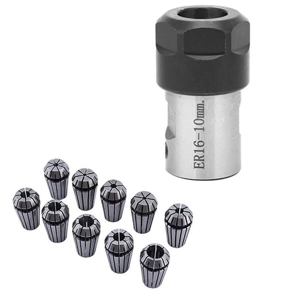 10 * ER16 Spring Collet 1 * Extension Rod-black & silver