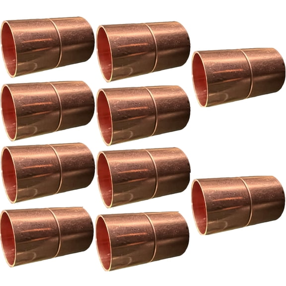 (10) EZ-FLUID Plumbing 1/2-Inch Copper Coupling with Stop, C x C Sweat Connection w/Roll Pipe Stop, Sweat Solder Connection Connector End Repair Coupler Copper Fittings,Residential,Commercial