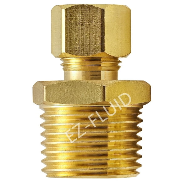 (10) EZ-Fluid 1/4" Comp. x 3/8" MIP Male Adapter Reducing Union Coupling Fittings Connector,Compression x NPT,LF Brass Compression Tube Fitting Safe for Drinking water Plumbing