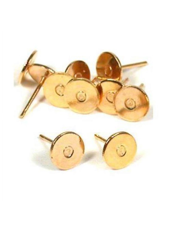 10 Earrings Posts Flat Beading Gold Filled Jewelry 6mm