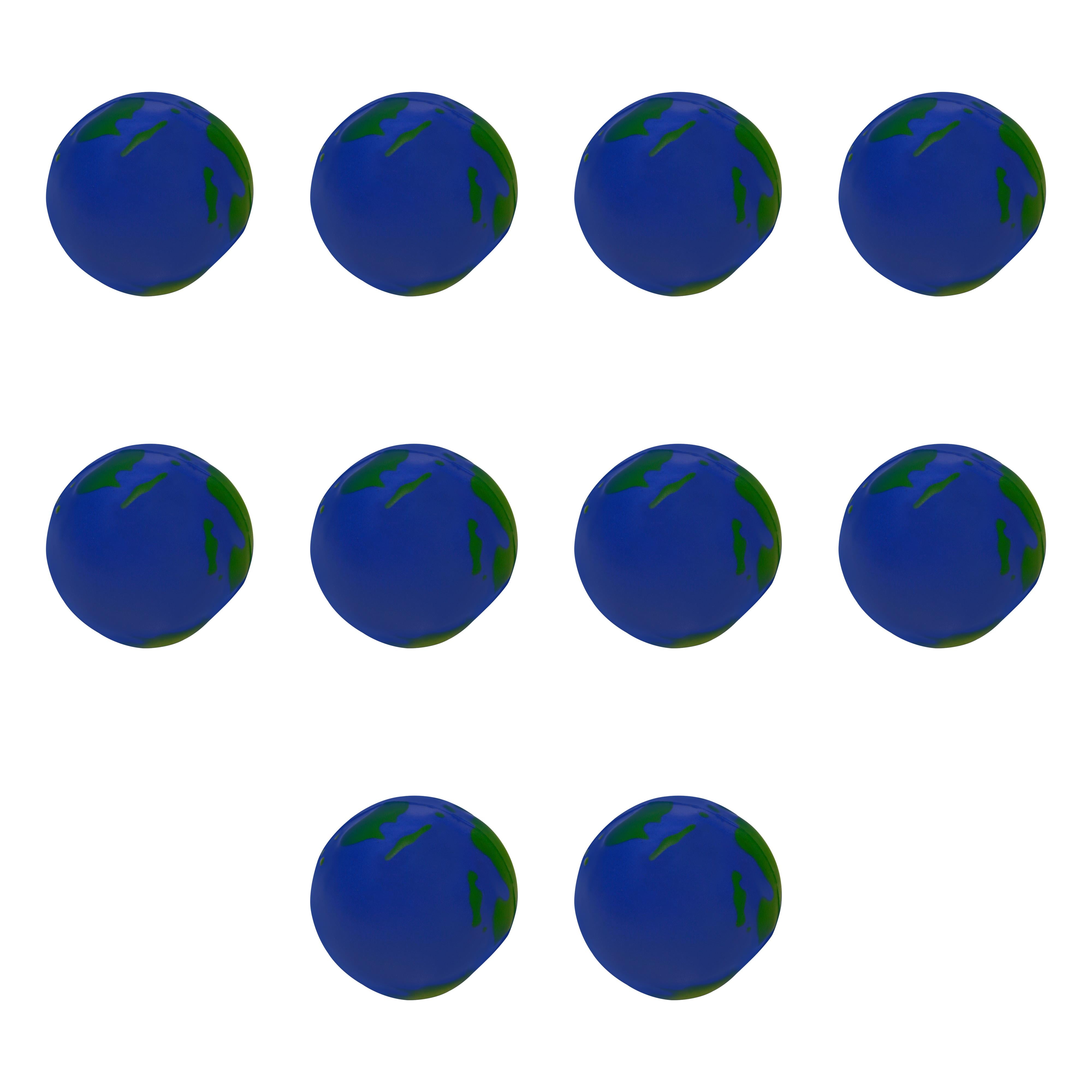 10 Earth Stress Balls Pack - PU Foam, Squeezable - Blue