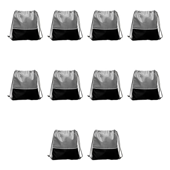 10 Easy Go Drawstring Backpacks Set - Polyester, Convenient, Innovative features, Stylish - Black