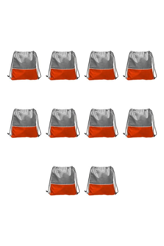 10 Easy Go Drawstring Backpacks Set - Polyester, Convenient, Innovative features, Stylish - Orange
