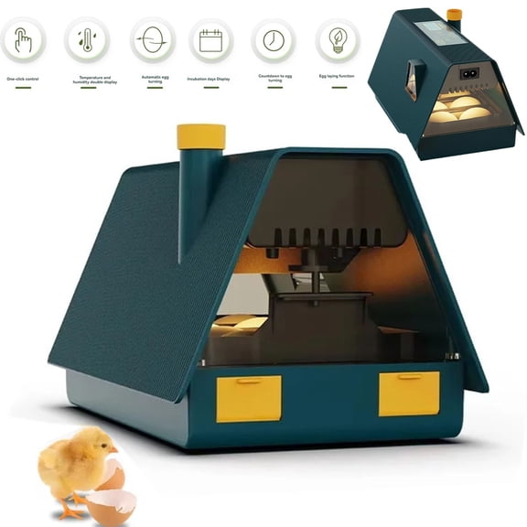 10 Egg Automatic Egg Incubator with Auto Turning LED Display Chicken Quail Duck Bird Egg Hatcher Temperature Humidity Monitor Ventilation Window For Home Classroom Hatchery