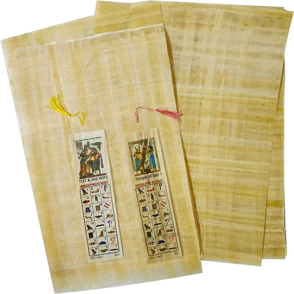 10 Egyptian Papyrus Paper 8x12 Inch (20x30 cm) - Ancient Alphabets Papyrus Sheets-Papyri for Art Project, Scrapbooking, and School History - Ideal Teaching Aid Scroll Paper