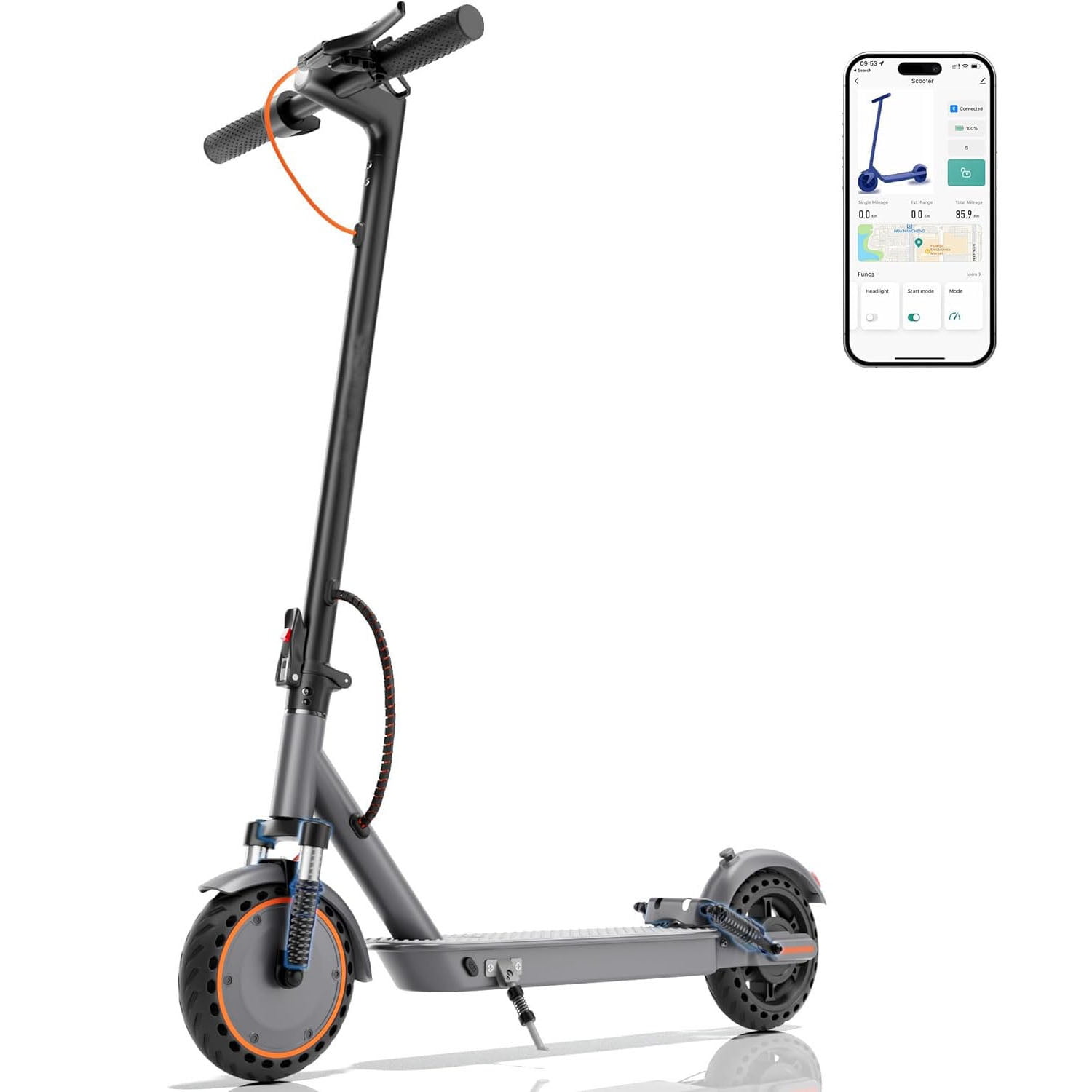 PORORO Electric Scooter for Adults, 8.5" Folding E-Scooter with Dual Suspension, 19Mph, 350W Motor, 23Miles Range