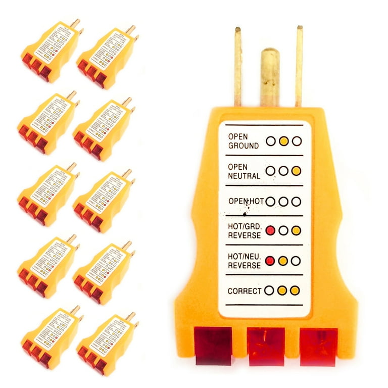 10 Electrical Receptacle Tester AC Outlet Plug 3 Prong Circuit Analyzer GND Open