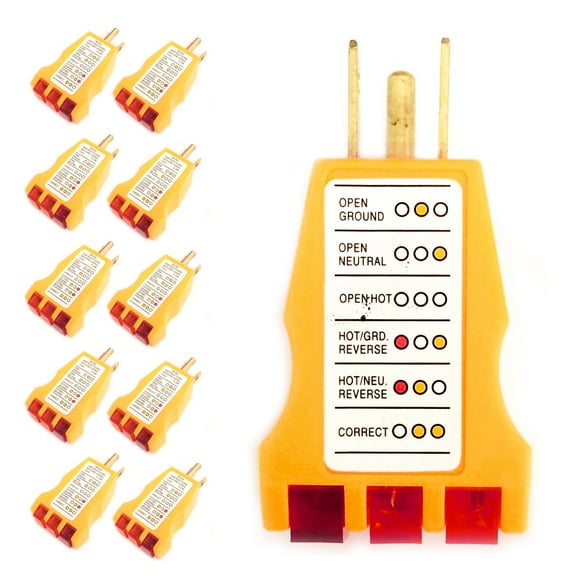 10 Electrical Receptacle Tester AC Outlet Plug 3 Prong Circuit Analyzer GND Open