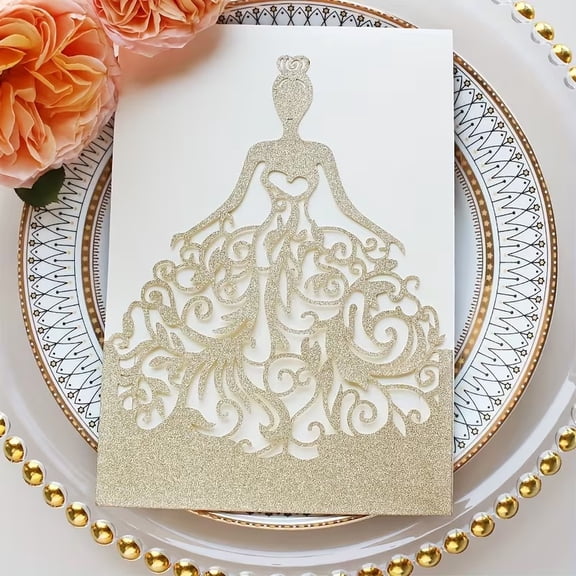 10 Elegant Sparkling Laser Cut Floral Invitations for 15th Birthday, Bridal Shower, and Wedding Celebrations