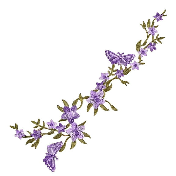 Under $10 Embroidered Patch, Canvas Sew on Patch, Purple Embroidered Flower Applique Sew on Patch for Clothes Repair, Boho Floral Decoration for Jackets And Bags