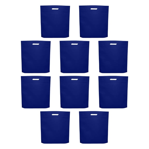 10 Exhibition Tote Bags Set - Non-woven, Soft, Recyclable, Reusable - Blue