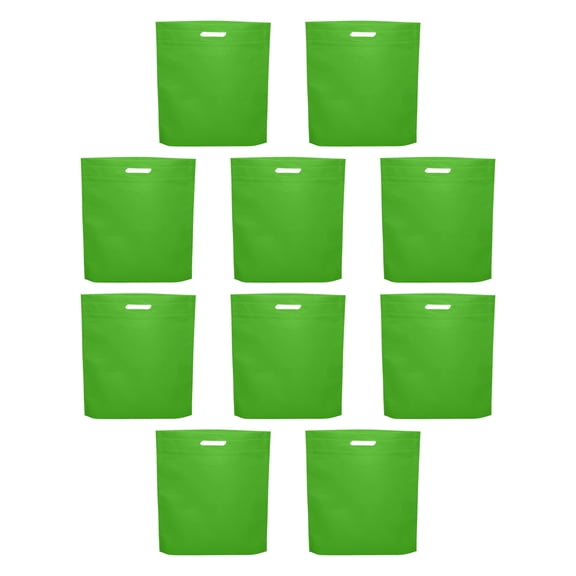 10 Exhibition Tote Bags Set - Non-woven, Soft, Recyclable, Reusable - Lime Green
